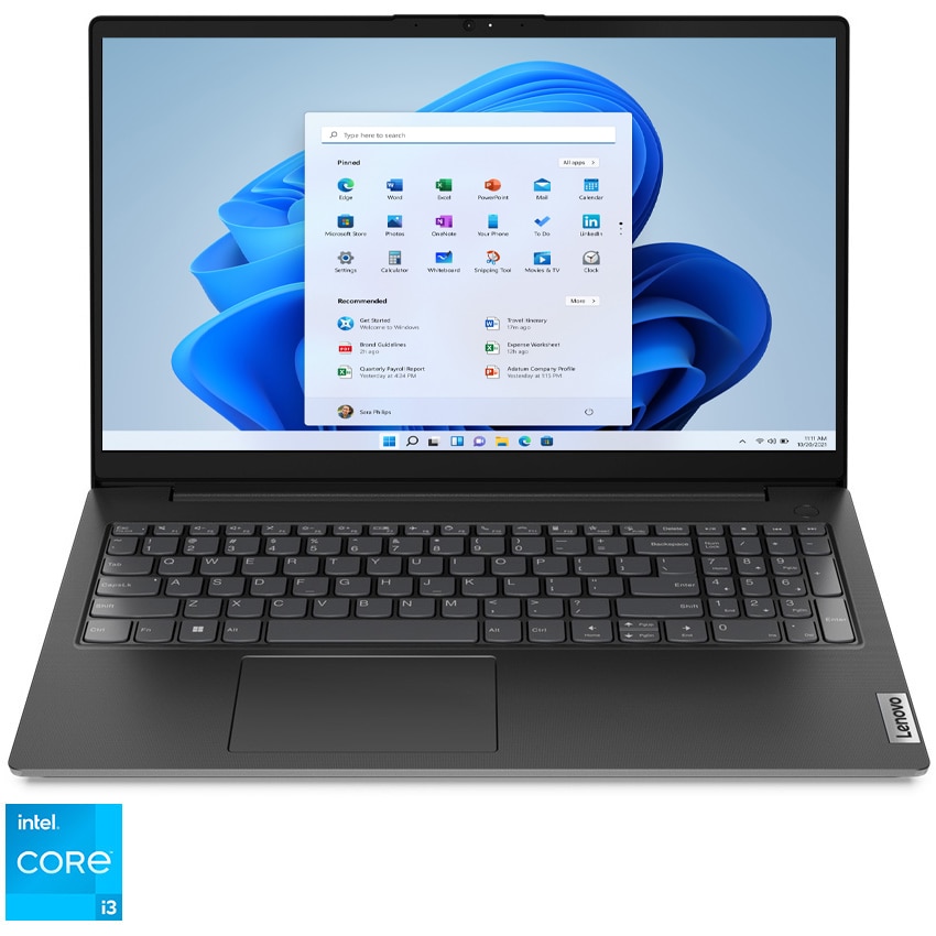 Laptop Lenovo V15 G4 cu procesor Intel® Core™ i3-1315U pana la 4.5GHz, 15.6'' Full HD, 8GB DDR4 RAM, 256GB SSD, Intel® UHD Graphics, Windows 11 Pro, Black