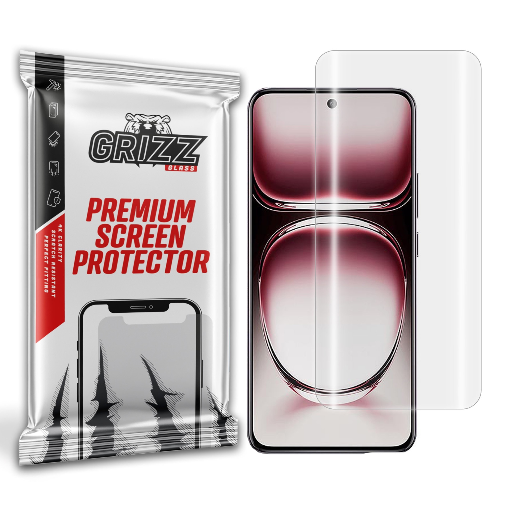 Folie protectie telefon, Grizz Glass, Compatibil cu Oppo Reno 12 Pro, Hidrogel, Transparent