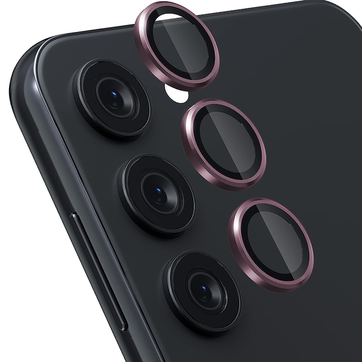 Folie Protectie Lentile Camera compatibila cu Samsung Galaxy S23/Samsung Galaxy S23 Plus, CASEY STUDIOS™ MaxDefense+, Ultra HD, Anti Amprente, Anti Zgarieturi, Anti Socuri, Roz