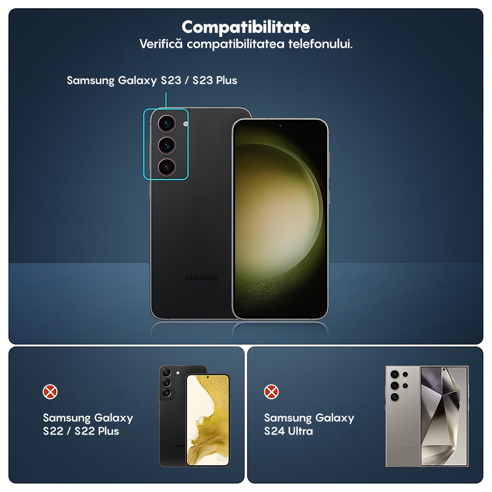 Folie Protectie Lentile Camera compatibila cu Samsung Galaxy S23/Samsung Galaxy S23 Plus, CASEY STUDIOS™ MaxDefense+, Ultra HD, Anti Amprente, Anti Zgarieturi, Anti Socuri, Roz