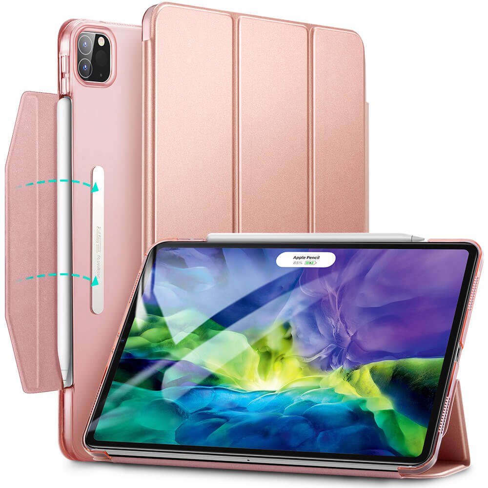 Husa tableta ESR Yippee Trifold cu inchidere, roz aurie, pentru iPad Pro 11 2018/2020