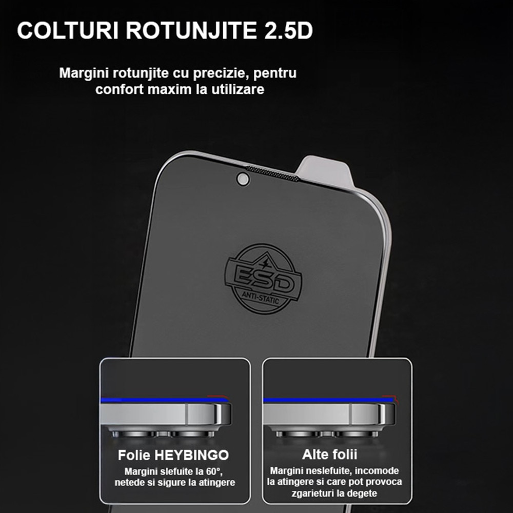 Folie Anti-reflexie Pentru Apple iPhone 11 PRO HEYBINGO, din Sticla Securizata Anti-Reflexie, Rezistenta la Zgarieturi