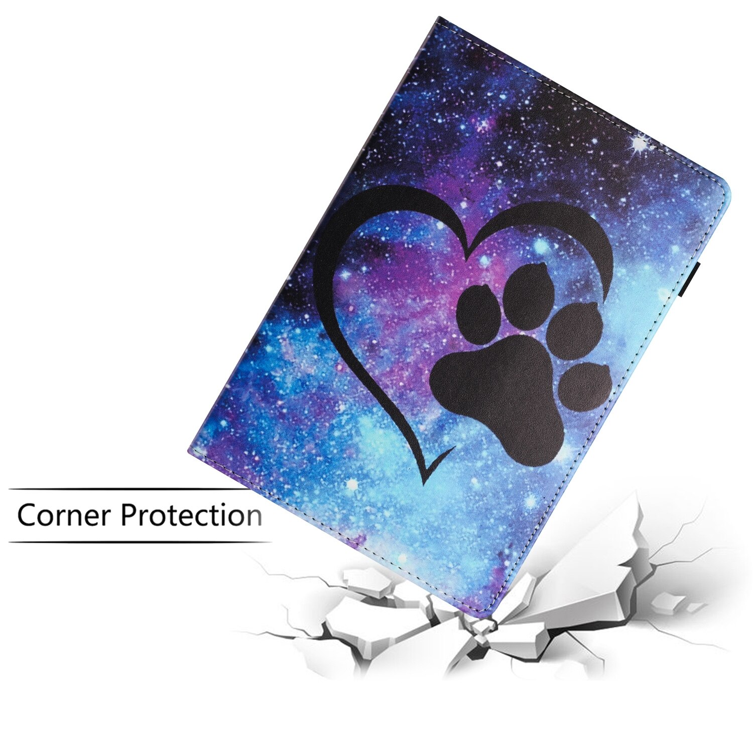 Husa tableta pentru Huawei MediaPad T5 10, piele inteligenta cu textura de cusatura Litchi, design smart cu amprenta, culoare: footprint
