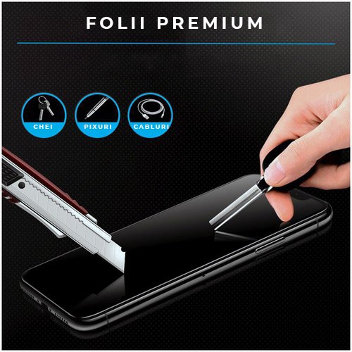 Folie Sticla PremiumCell, Compatibil Apple iPhone 13 Pro Max, Protectie Superioara, Acoperire totala - Negru