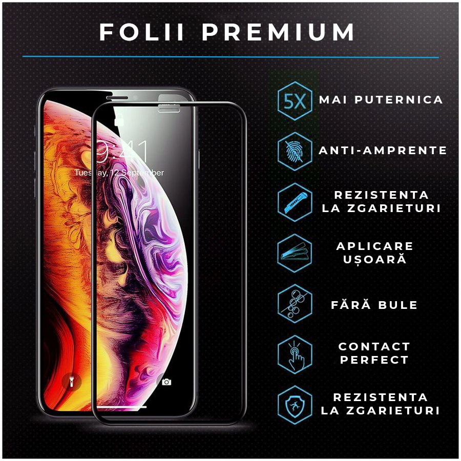 Folie Sticla PremiumCell, Compatibil Apple iPhone 13 Pro Max, Protectie Superioara, Acoperire totala - Negru