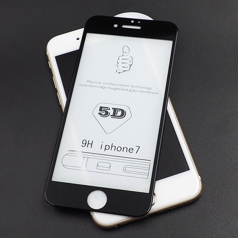 Folie de sticla 5D negru compatibil cu Apple Iphone 7/8 Plus Black