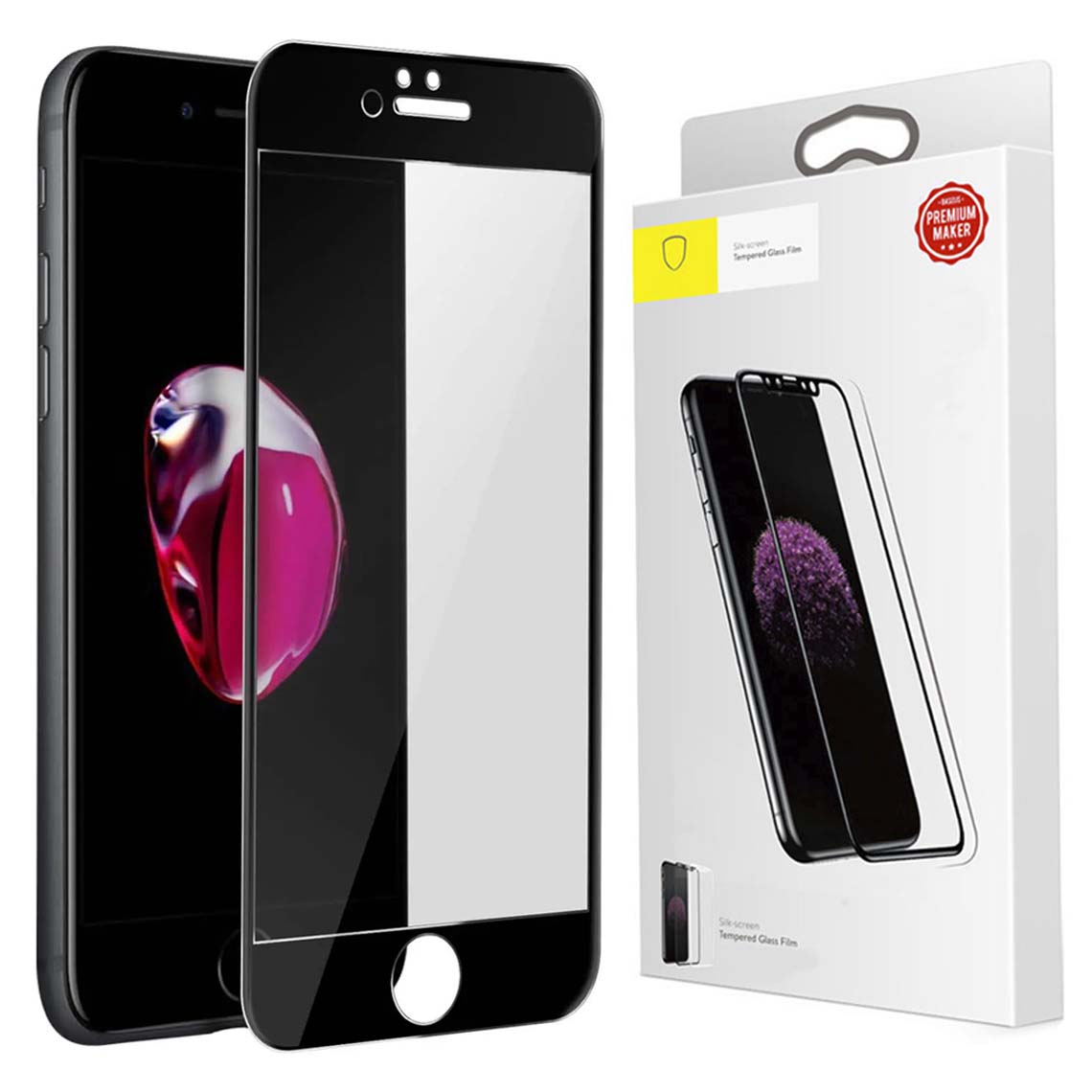 Folie de sticla 5D negru compatibil cu Apple Iphone 7/8 Plus Black