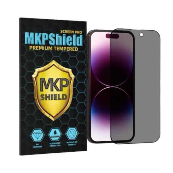 Folie Protectie Privacy Sticla securizata Mkpshield, compatibila iPhone 14 Pro, Full Glue, Ultra HD
