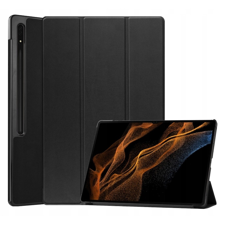 Husa tableta EtuiTab pentru Samsung Galaxy Tab S8 11 X700/X705, ecologica, cu suport, microfibra, neagra