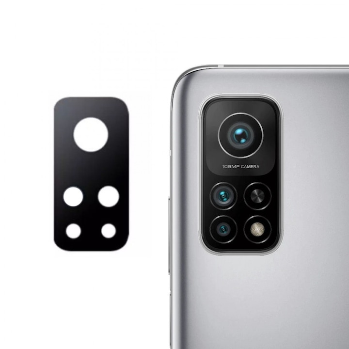 Protector camera, Sticla, pentru Xiaomi Mi 10T 5G, rezistent la socuri, Negru