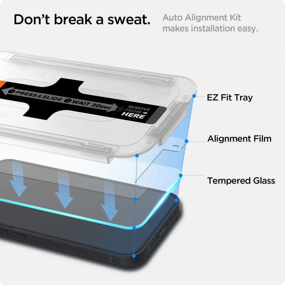 Folie sticla cu sistem de montare Case friendly Spigen GLAS.tR EZ FIT compatibila cu iPhone 13 Mini 2-Pack
