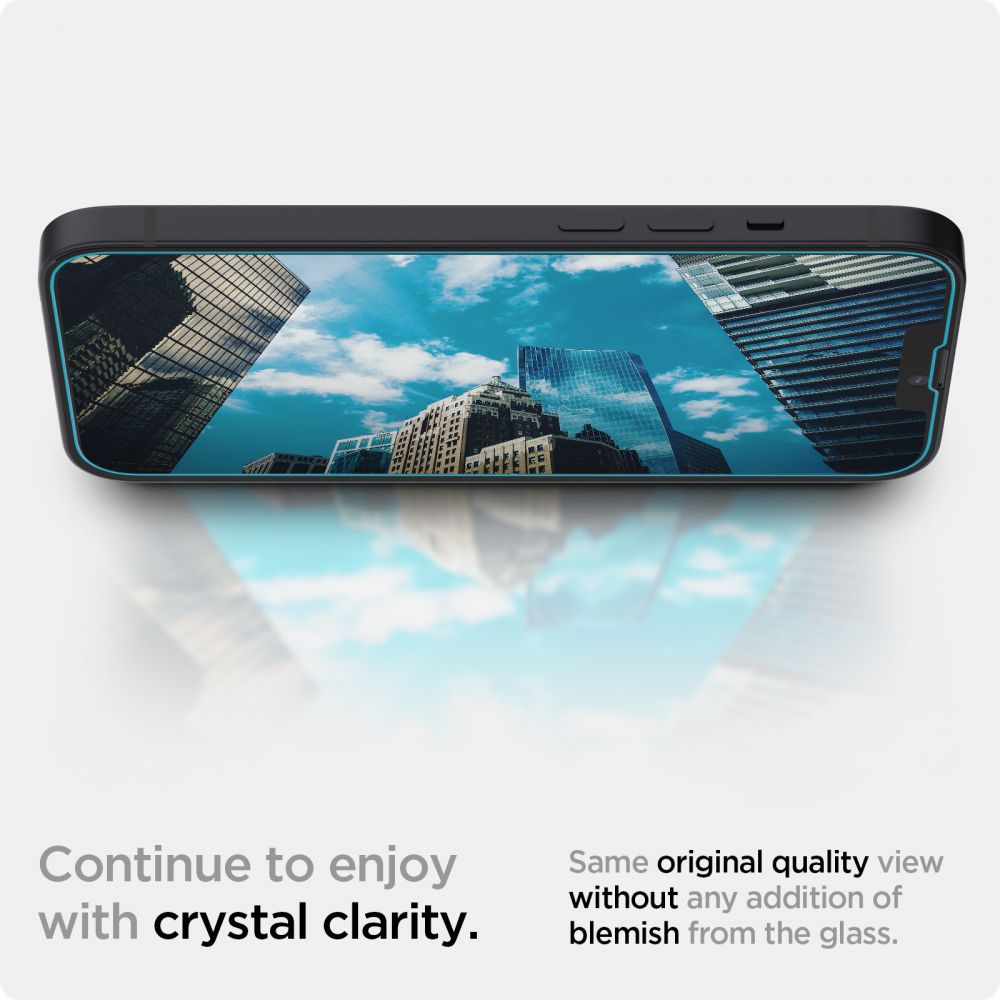 Folie sticla cu sistem de montare Case friendly Spigen GLAS.tR EZ FIT compatibila cu iPhone 13 Mini 2-Pack