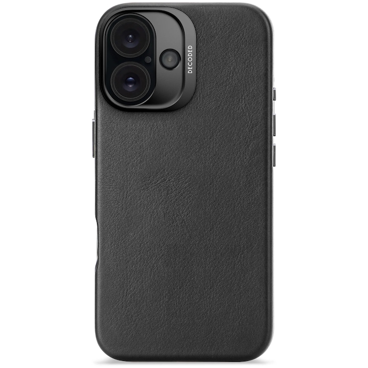 Husa din piele naturala DECODED pentru iPhone 16 | Black