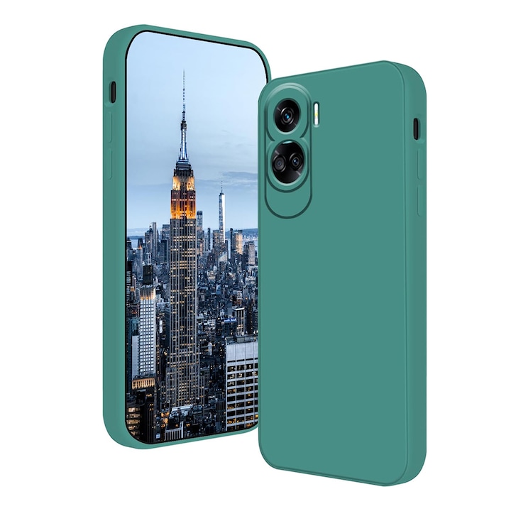 Husa Jelly Silicone Compatibil cu Honor 90 Lite, Interior de microfibra, Flexibila, Verde Inchis