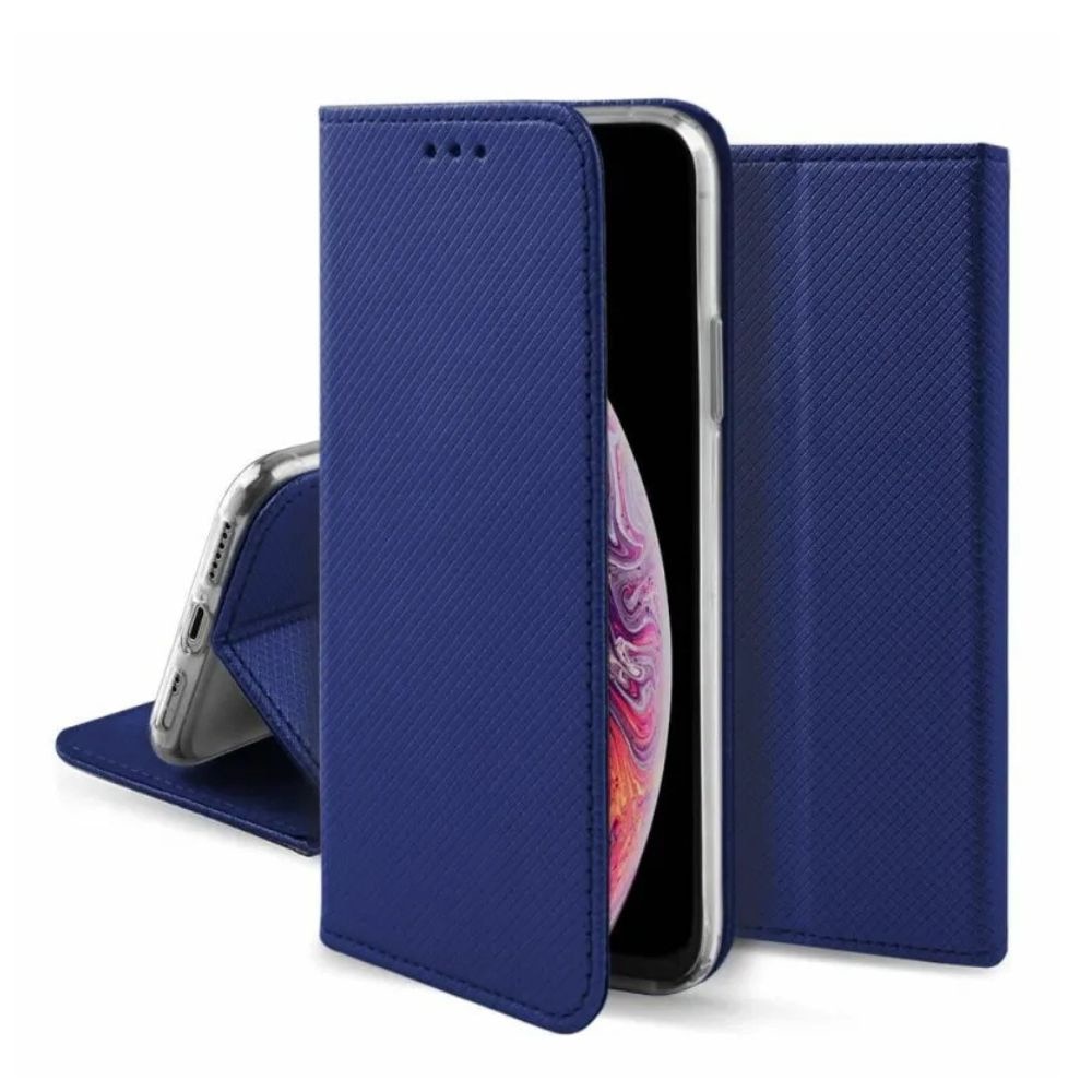 Husa tip carte compatibila cu Motorola Moto G15, premium book G-Tech, inchidere magnetica, buzunar card, Albastru