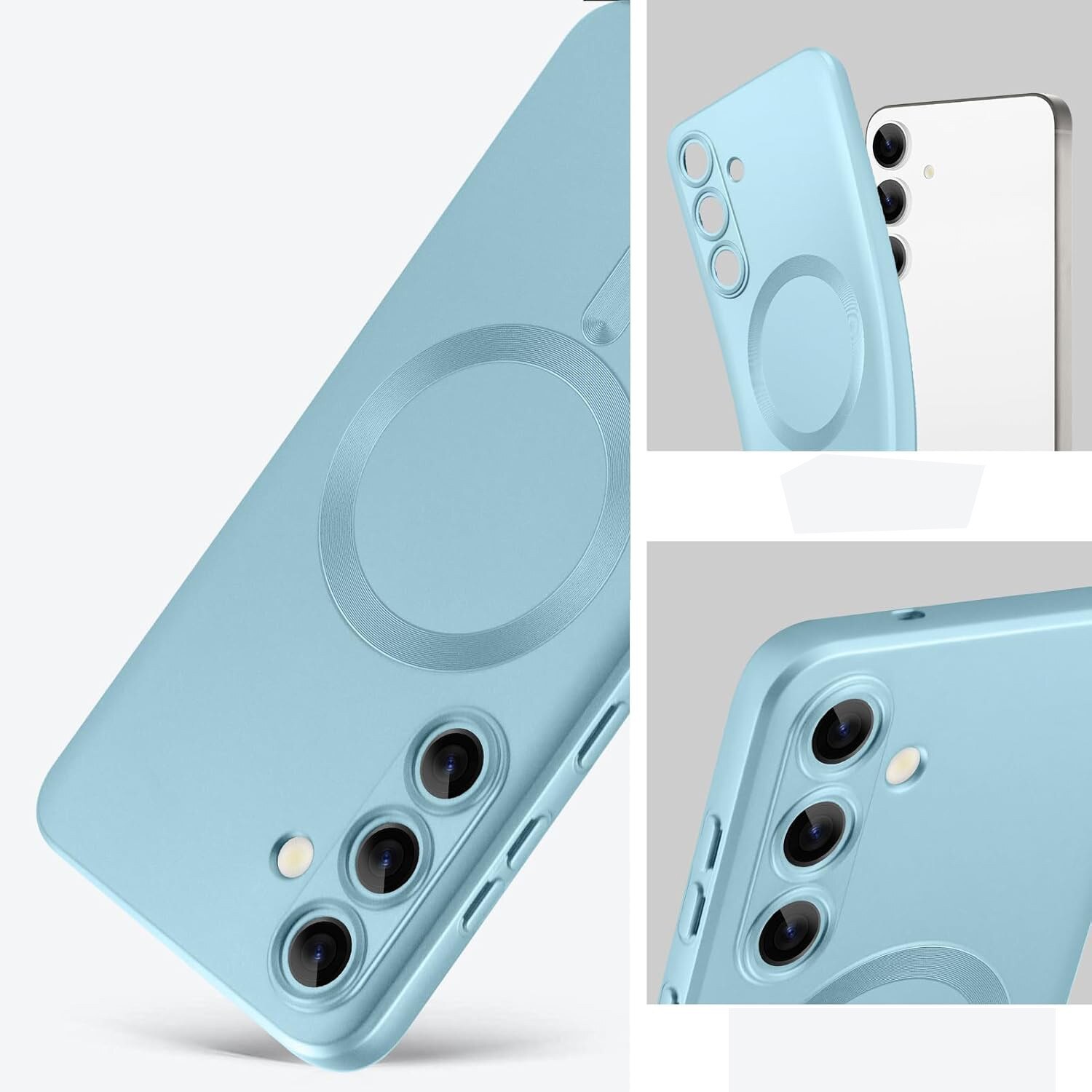 Carcasa set pentru Samsung Galaxy A56, ColorMag, MagSafe, albastru + sticla securizata 9H