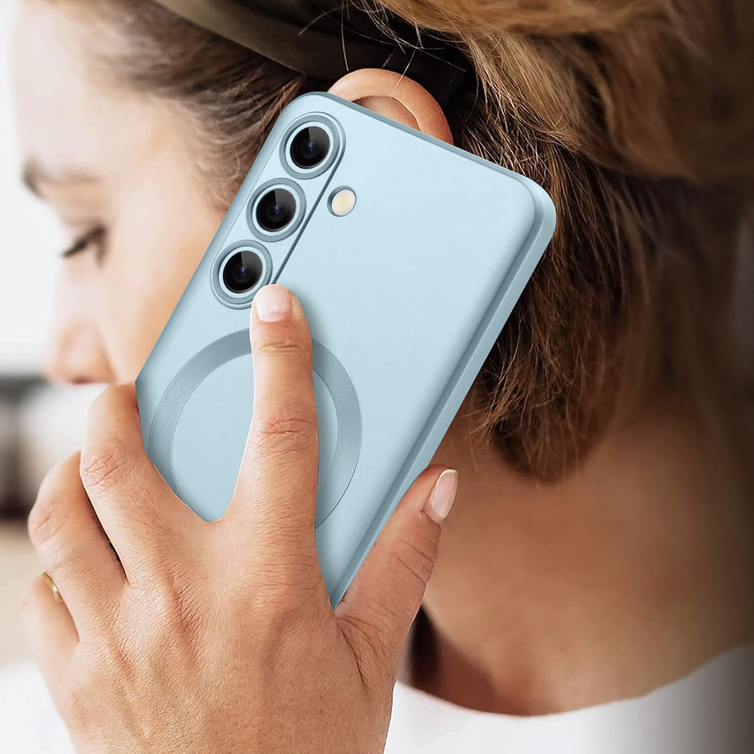 Carcasa set pentru Samsung Galaxy A56, ColorMag, MagSafe, albastru + sticla securizata 9H