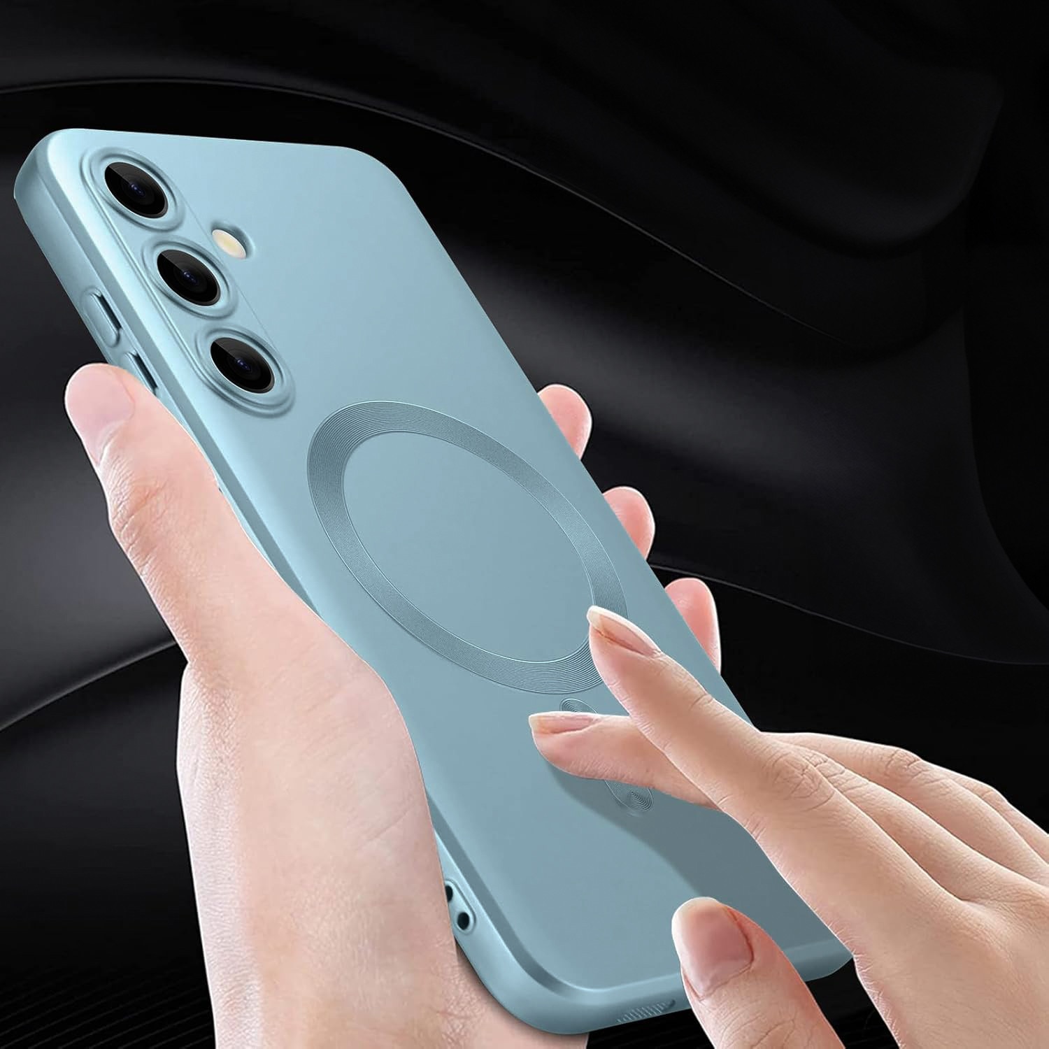 Carcasa set pentru Samsung Galaxy A56, ColorMag, MagSafe, albastru + sticla securizata 9H