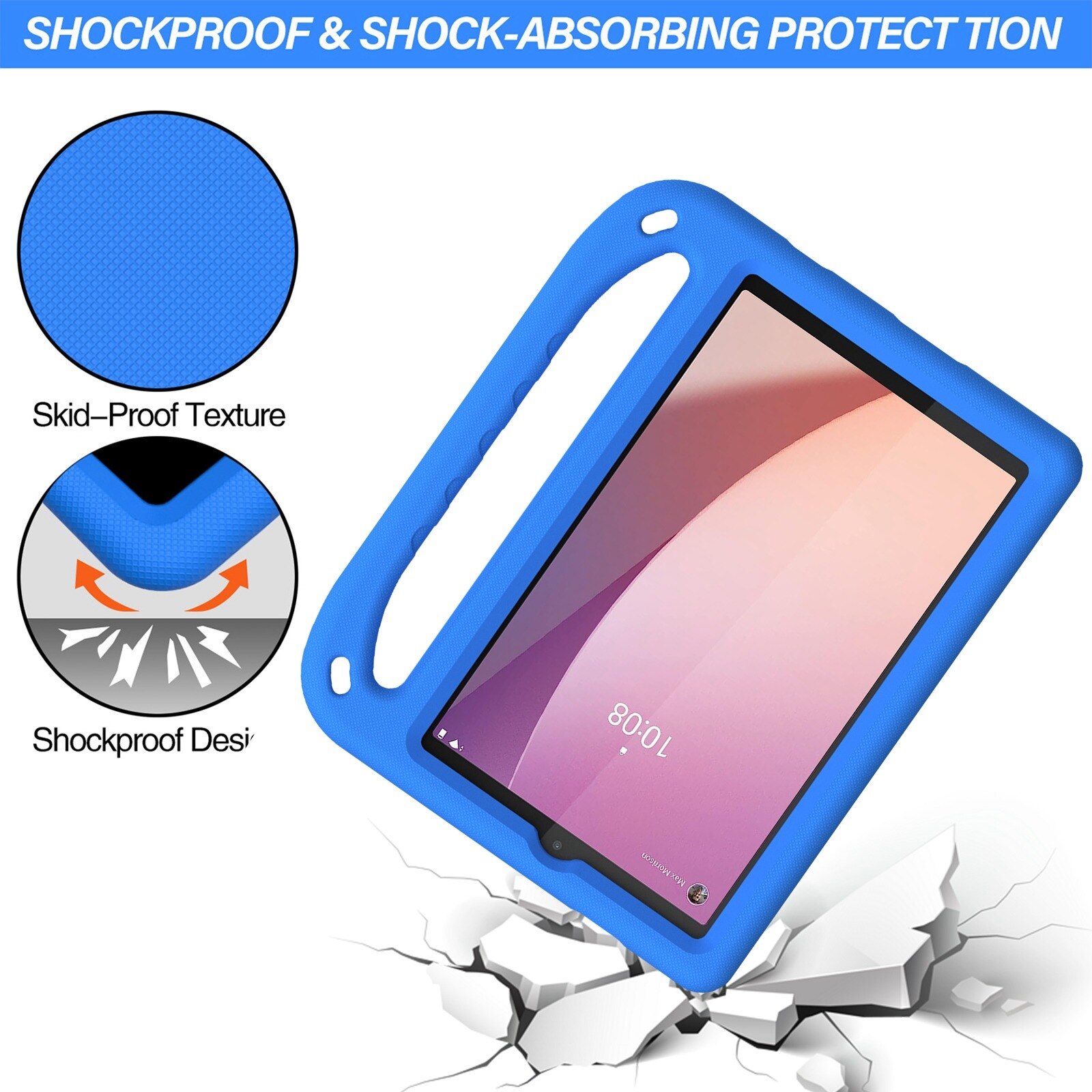 Husa tableta pentru Lenovo Tab M8 4th / 3th / 2th Gen, material EVA, tip maner portabil, rezistent la socuri, albastru