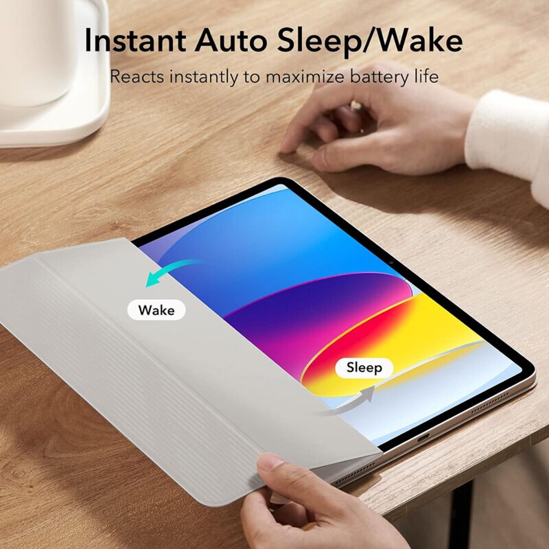 Husa de protectie flip cover pentru tableta, compatibila cu Apple iPad 10 2022, 10.9", Rebound Magnetic, fixare magnetica, piele ecologica, Alb