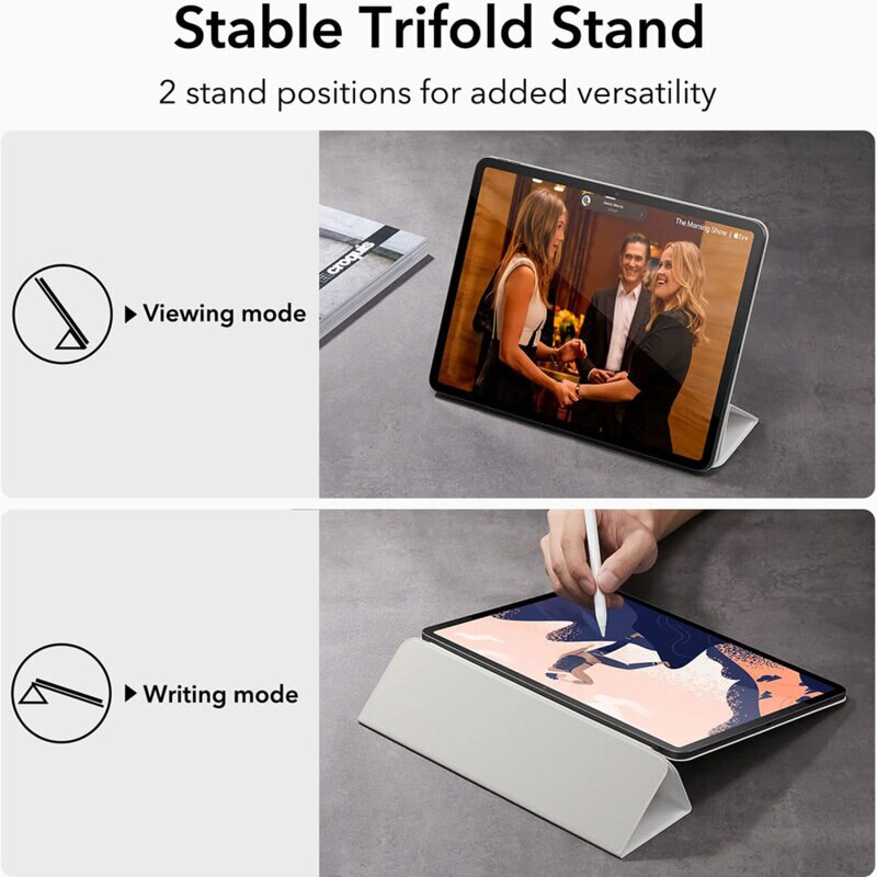 Husa de protectie flip cover pentru tableta, compatibila cu Apple iPad 10 2022, 10.9", Rebound Magnetic, fixare magnetica, piele ecologica, Alb