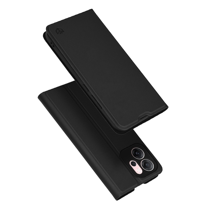 Husa Tip carte pentru Oppo Reno 14 F / Reno 14 FS 5G DaDen® Magskin Book, Antisoc, Protectie completa spate-ecran, Buzunar card, Piele ecologica, Negru