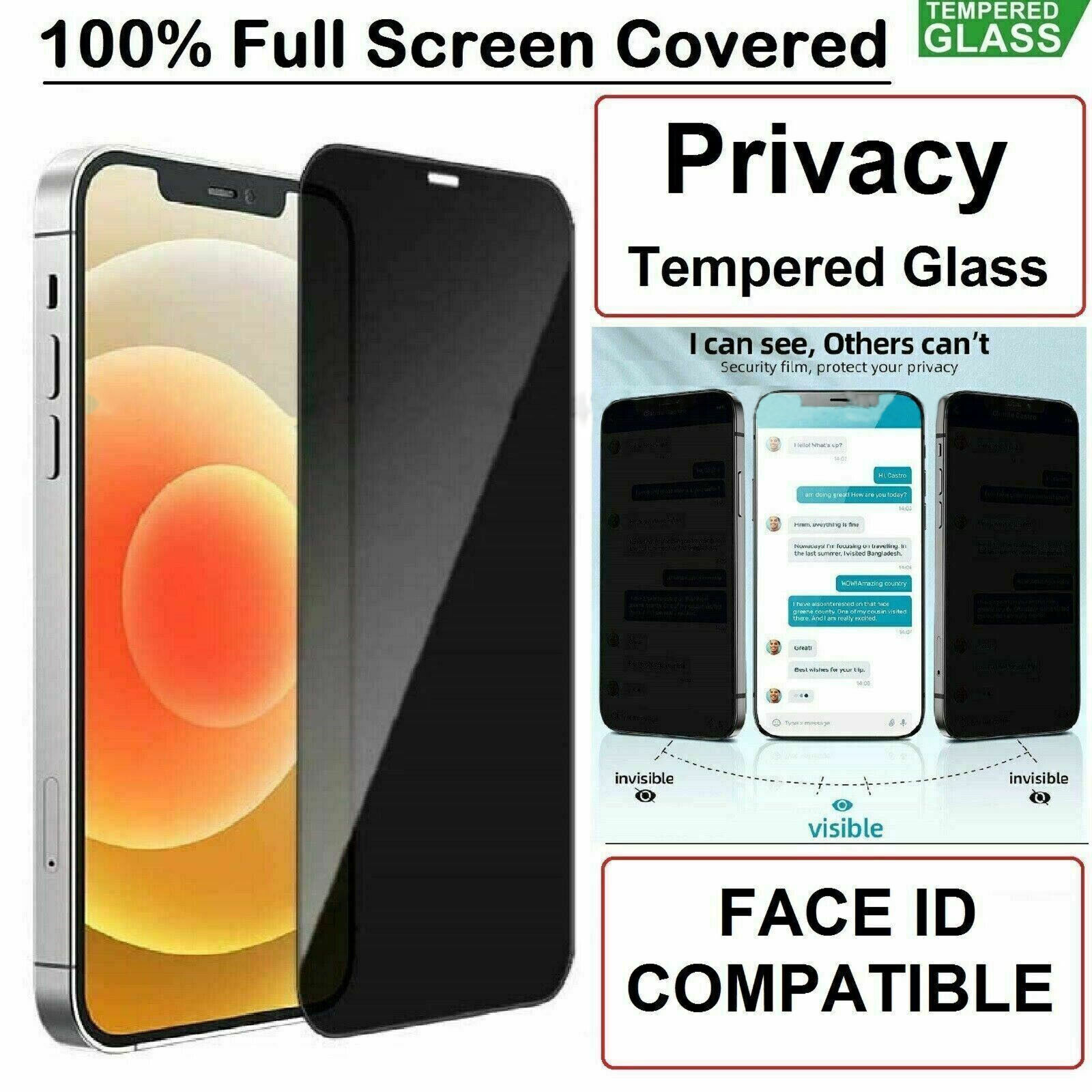 Set 2 Folii Privacy Compatibile cu iPhone 13 Pro Max/ 14 Plus, Full Cover
