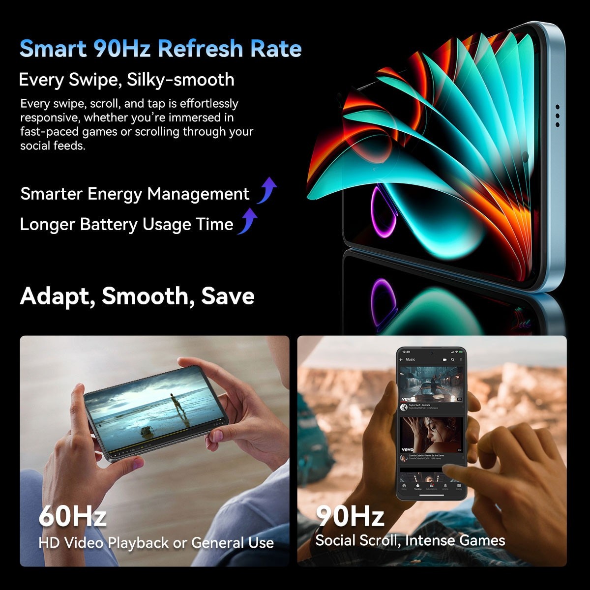 Telefon mobil Blackview COLOR 6, Smartphone, 4G, 24GB Ram(8GB + 16GB extensibili), 128GB, 8 nuclee, 6.67'' HD+, 50MP+8MP+QVGA, Android 15, 5000w, 18w, MT6769V/CB, Deblocare amprenta, Albastru