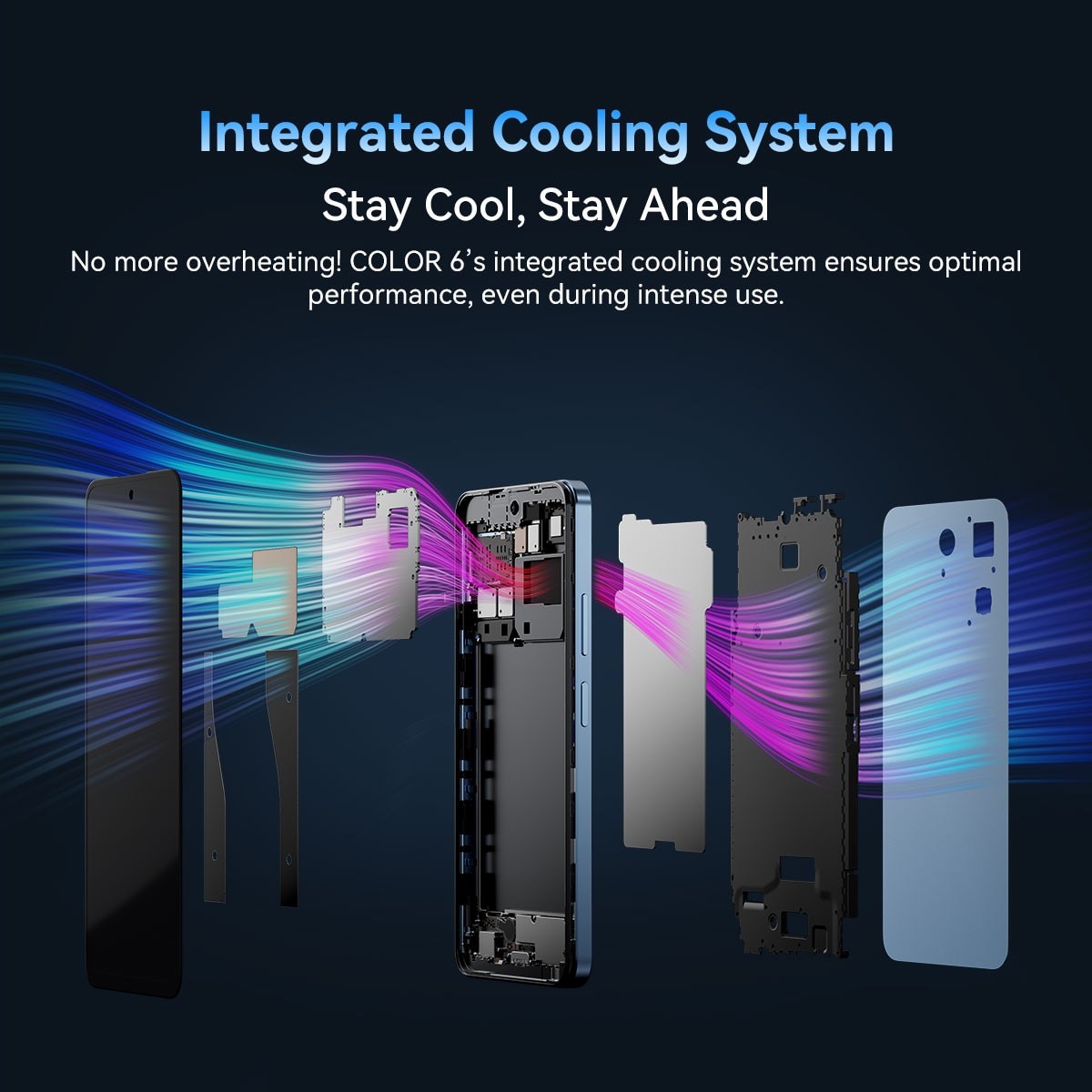 Telefon mobil Blackview COLOR 6, Smartphone, 4G, 24GB Ram(8GB + 16GB extensibili), 128GB, 8 nuclee, 6.67'' HD+, 50MP+8MP+QVGA, Android 15, 5000w, 18w, MT6769V/CB, Deblocare amprenta, Albastru