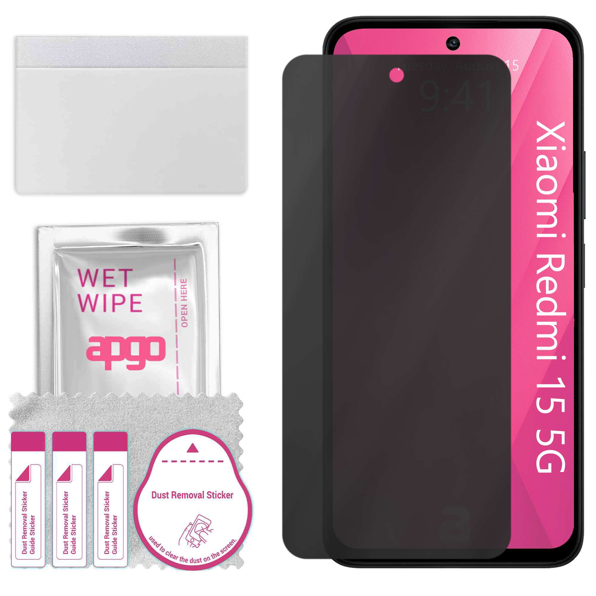 Sticla de protectie PRIVACY apgo pentru Xiaomi Redmi 15 5G – sticla hibrid, full glue, flexible glass