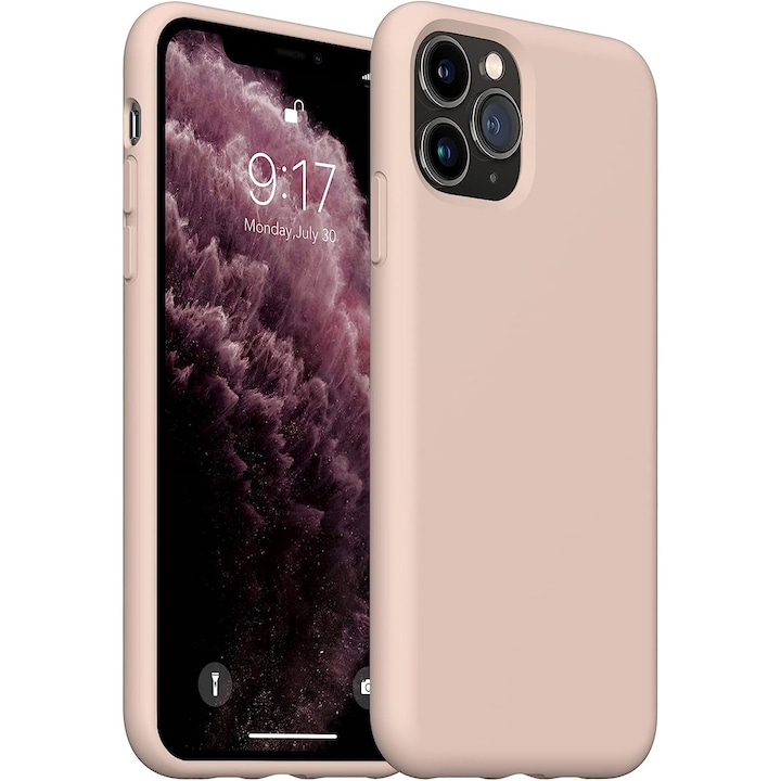 Husa Daden® Soft Silicone compatibila cu iPhone 11 Pro, Interior din Microfibra, Protectie sporita, Roz