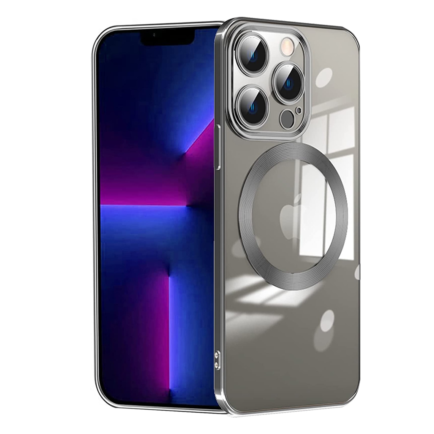 Husa Daden® Magsafe Luxury compatibil Iphone 11 Pro cu protectie camera, Antisoc, Transparent cu margini negre