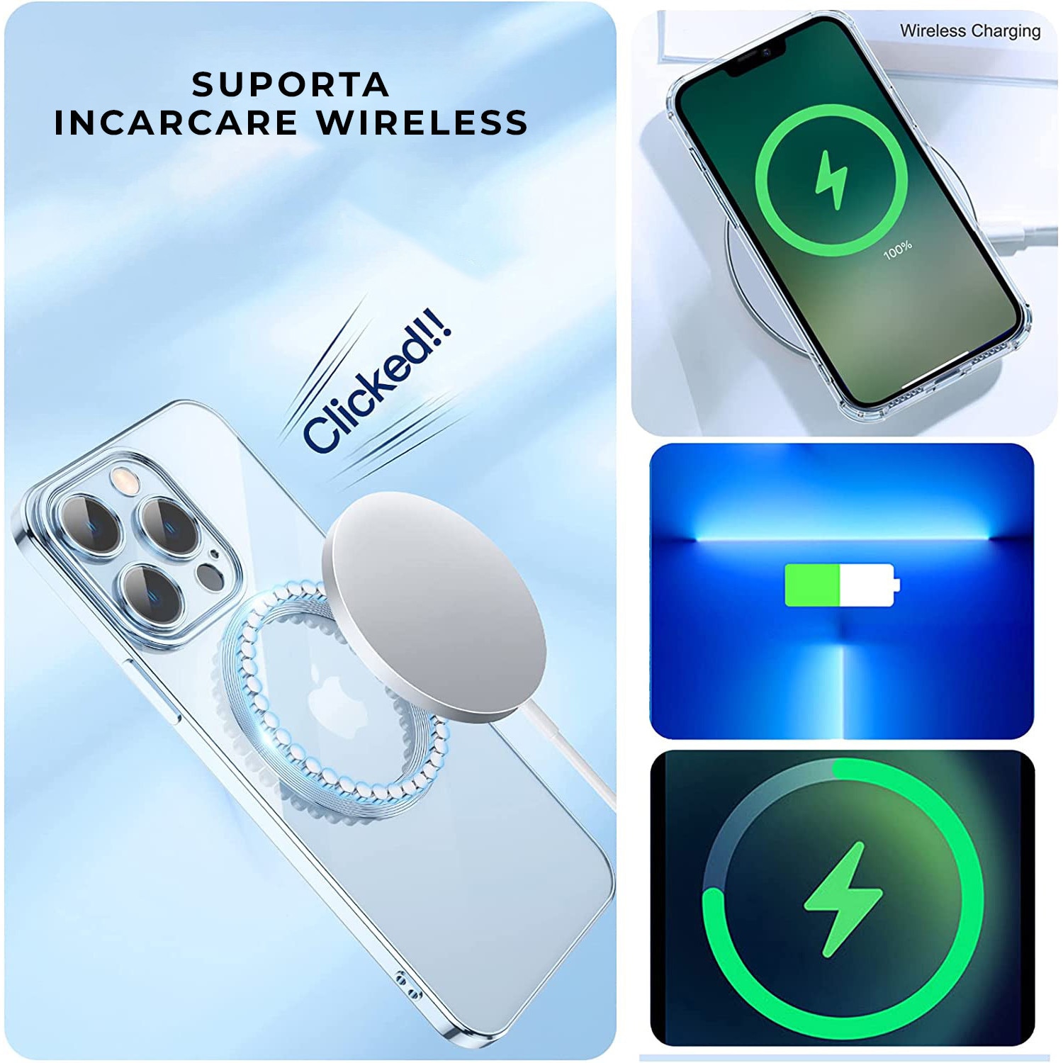 Husa Daden® Magsafe Luxury compatibil Iphone 11 Pro cu protectie camera, Antisoc, Transparent cu margini negre