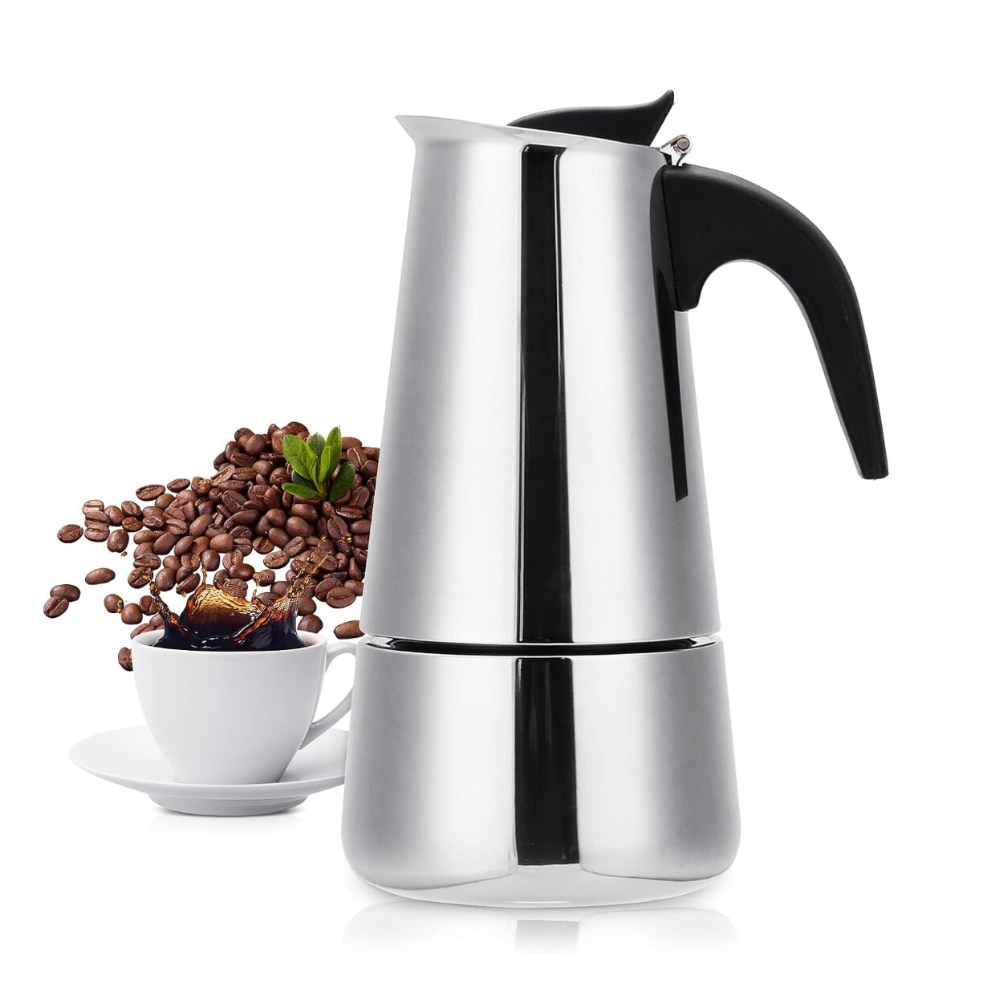 Espressor Manual Tip Moka, Inox Premium, 9 Cesti, 450 ml, Compatibil Inductie, Gaz si Electric