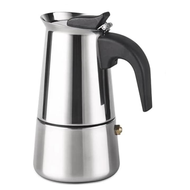 Espressor Manual Tip Moka, Inox Premium, 9 Cesti, 450 ml, Compatibil Inductie, Gaz si Electric