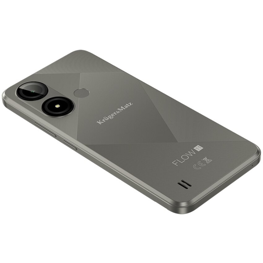 Telefon Mobil Kruger&Matz Flow 11, Procesor Unisoc SC9863A Octa-Core, Ecran IPS 6.56", 4GB RAM, 64GB Flash, Camera 13 MP, Wi-Fi, 4G, Dual SIM, Android Gri