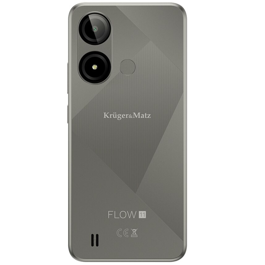 Telefon Mobil Kruger&Matz Flow 11, Procesor Unisoc SC9863A Octa-Core, Ecran IPS 6.56", 4GB RAM, 64GB Flash, Camera 13 MP, Wi-Fi, 4G, Dual SIM, Android Gri