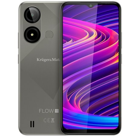 Telefon Mobil Kruger&Matz Flow 11, Procesor Unisoc SC9863A Octa-Core, Ecran IPS 6.56", 4GB RAM, 64GB Flash, Camera 13 MP, Wi-Fi, 4G, Dual SIM, Android Gri