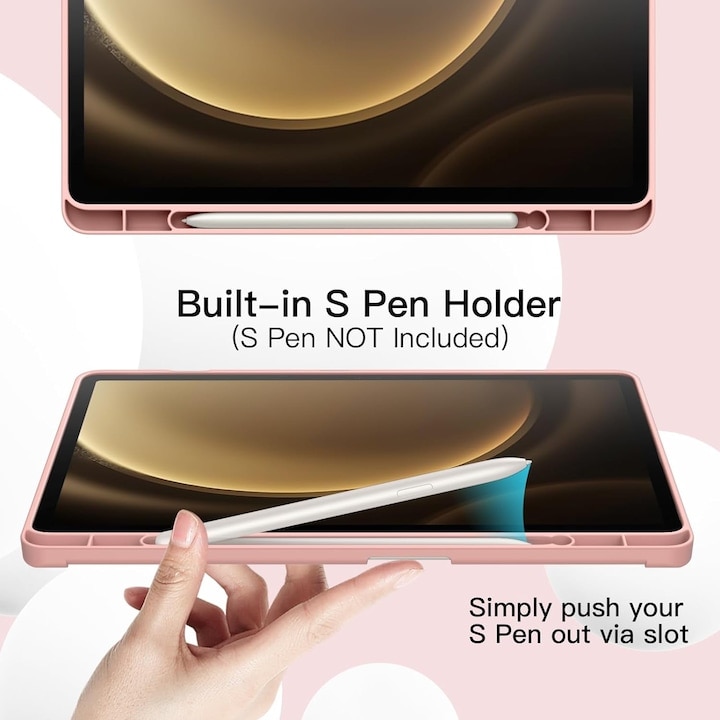 Husă pentru tabletă, DroolingDog, Samsung Galaxy Tab S10 Lite / S10 FE, funcție wake-up/sleep, roz, 10.9 inch