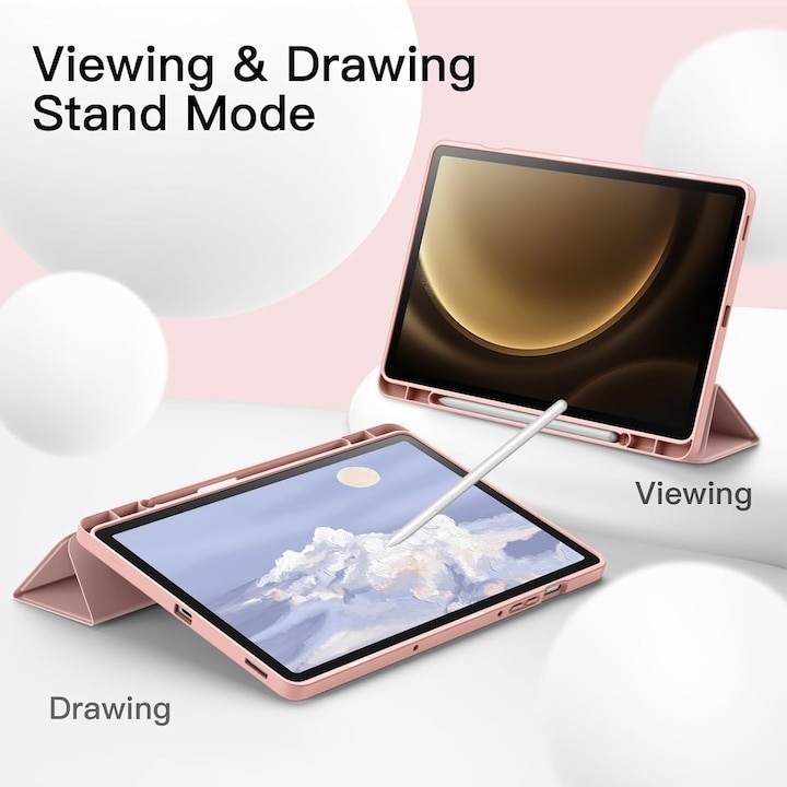 Husă pentru tabletă, DroolingDog, Samsung Galaxy Tab S10 Lite / S10 FE, funcție wake-up/sleep, roz, 10.9 inch