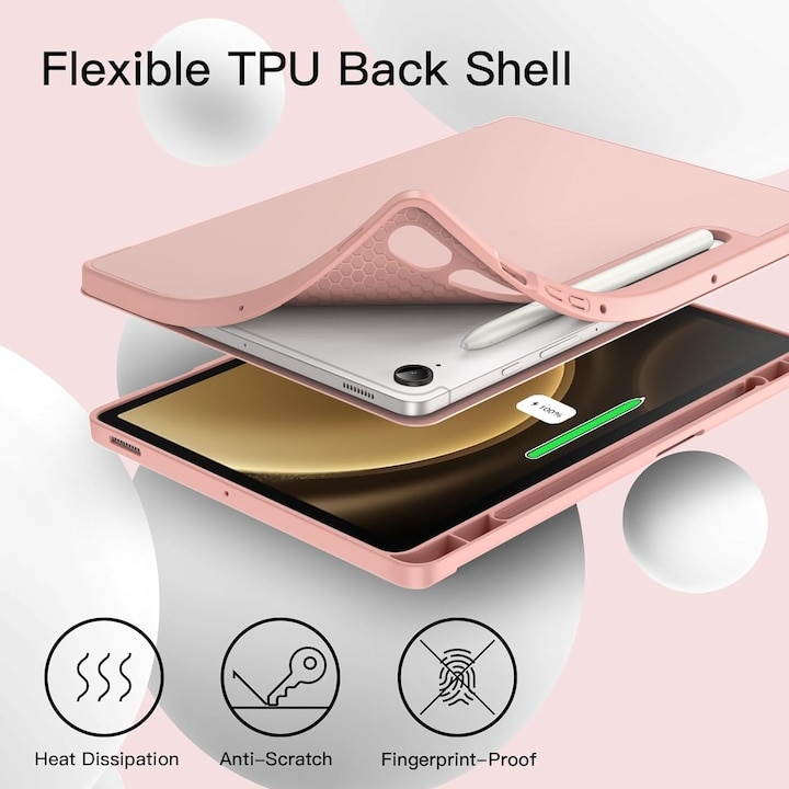 Husă pentru tabletă, DroolingDog, Samsung Galaxy Tab S10 Lite / S10 FE, funcție wake-up/sleep, roz, 10.9 inch