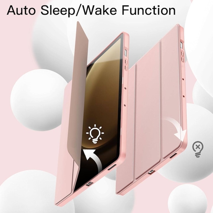 Husă pentru tabletă, DroolingDog, Samsung Galaxy Tab S10 Lite / S10 FE, funcție wake-up/sleep, roz, 10.9 inch
