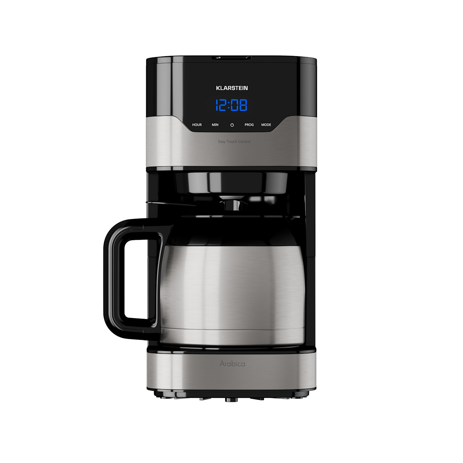 Aparat de Cafea Klarstein Arabica 800W, Capacitate 1.2L, EasyTouch Control, Argintiu/Negru