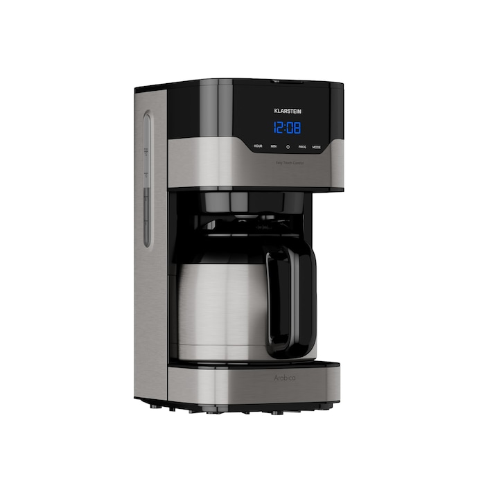 Aparat de Cafea Klarstein Arabica 800W, Capacitate 1.2L, EasyTouch Control, Argintiu/Negru