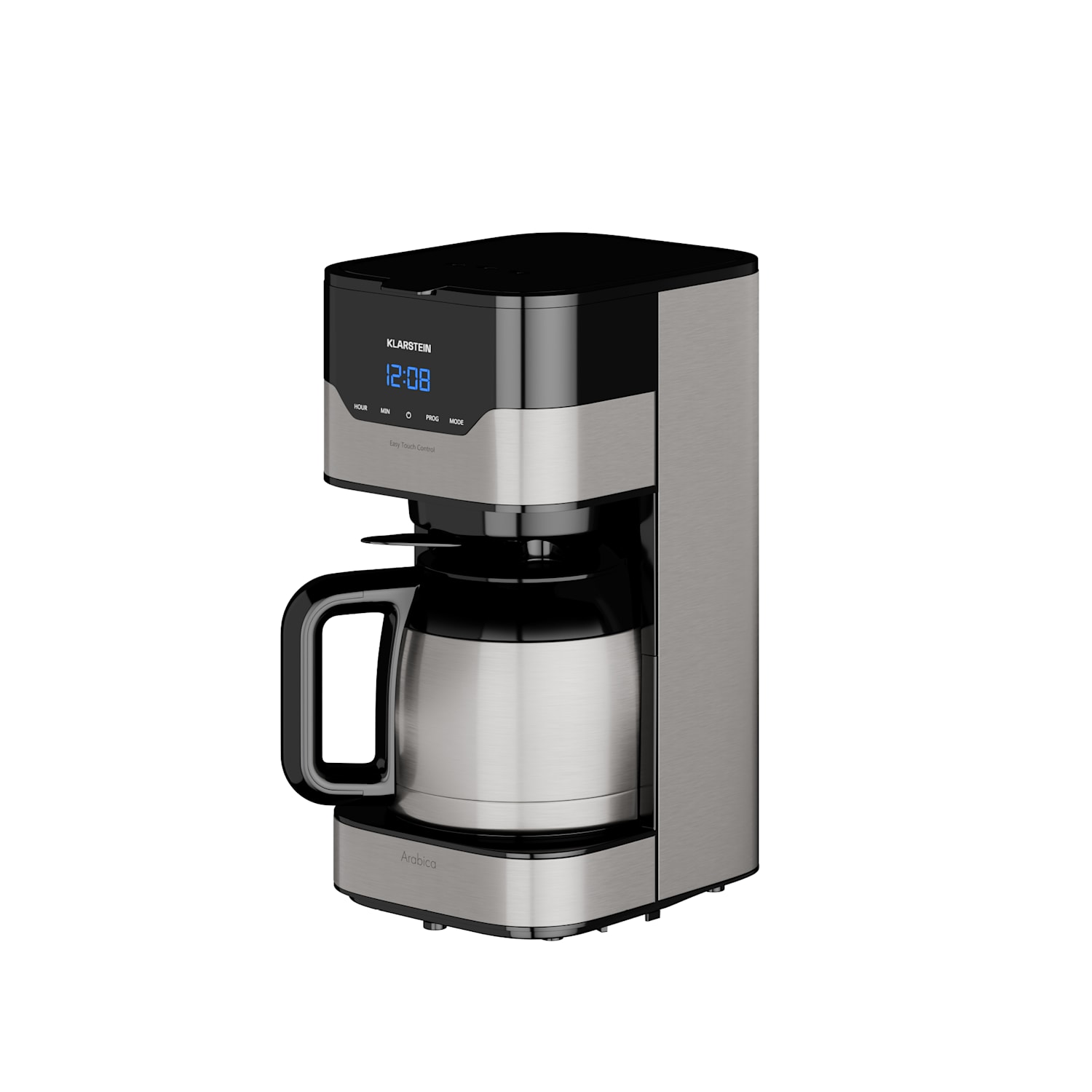 Aparat de Cafea Klarstein Arabica 800W, Capacitate 1.2L, EasyTouch Control, Argintiu/Negru