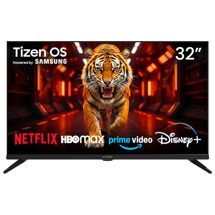 Televizor Smart LED Kiano Elegance 32 inch(81cm) HD Tizen OS Powered by Samsung WiFi Integrat Gaming GeForce NOW Samsung TV Plus 3x HDMI 2x USB Conectivitate