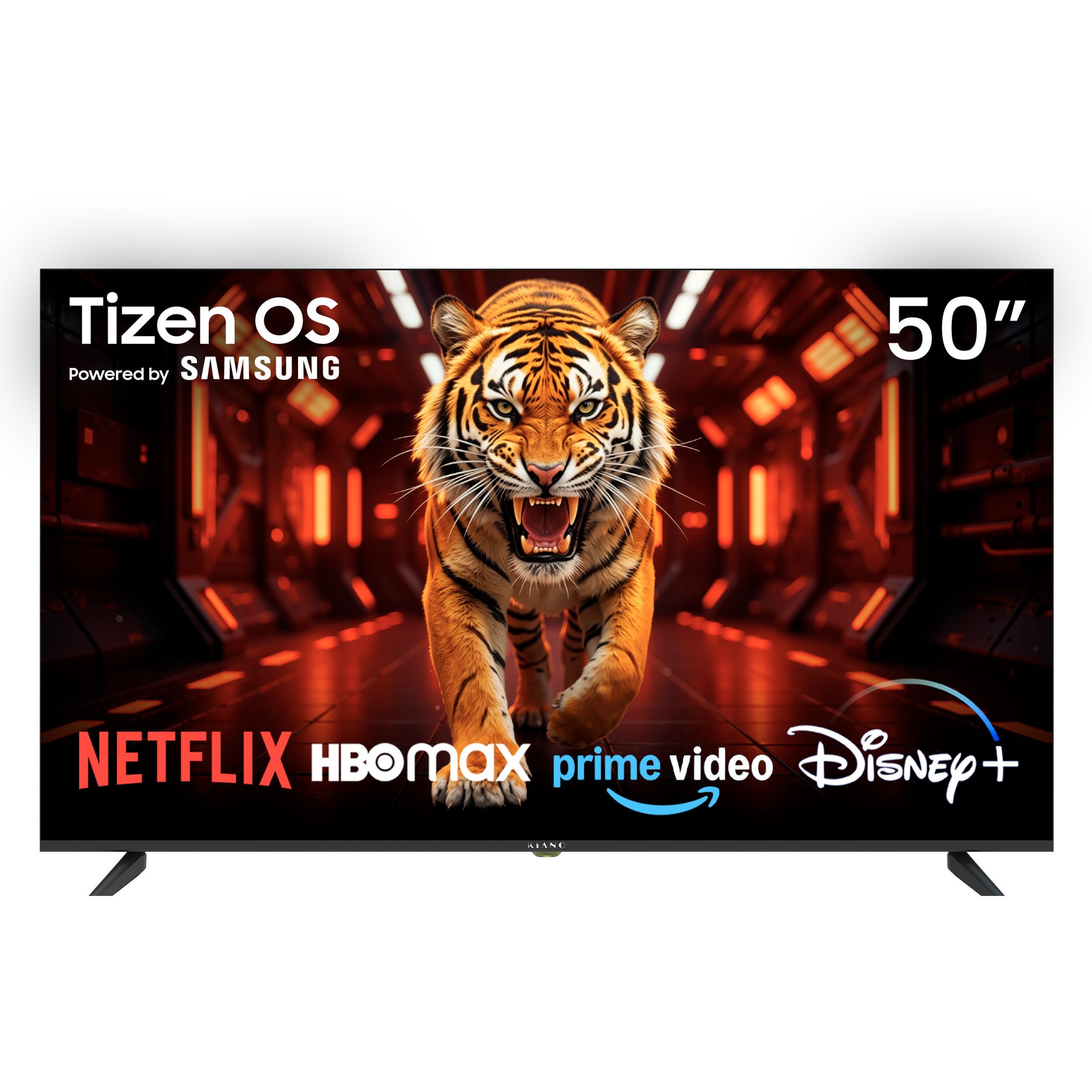 Televizor Smart Kiano Elegance 50 inch, (125.7cm) 4K Ultra HD, Tizen OS Powered by Samsung, Gaming in Cloud GeForce NOW, HDR, Sunet Dolby Audio, Acces Rapid Netflix Disney+ HBO Max Spotify