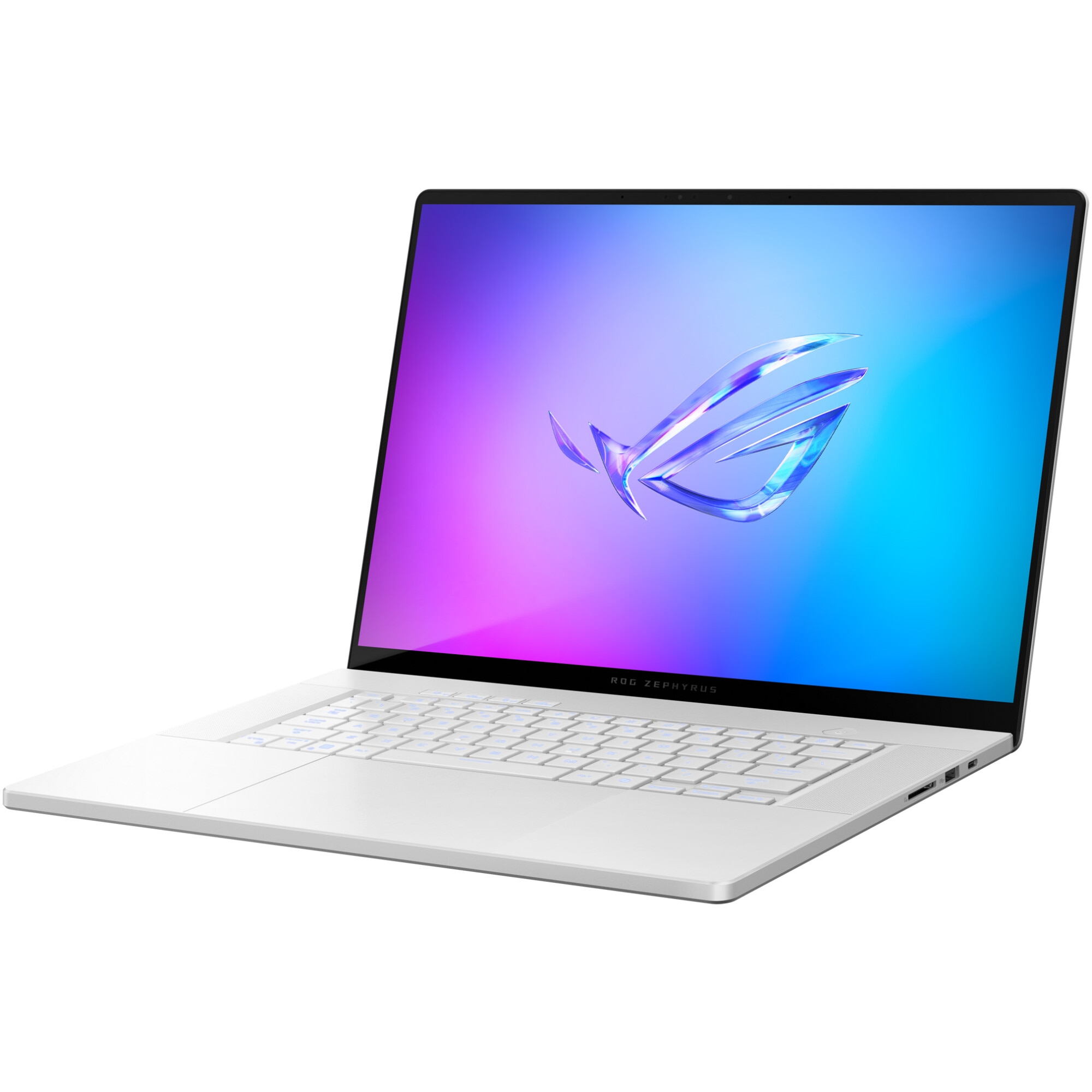 Laptop Gaming ASUS ROG Zephyrus G16 GA605WI cu procesor AMD Ryzen™ AI 9 HX 370 pana la 5.1GHz, 16", WQXGA, OLED, 240Hz, 32GB LPDDR5x, 1TB SSD, NVIDIA® GeForce RTX™ 4070 8GB GDDR6, No OS, PLATINUM WHITE