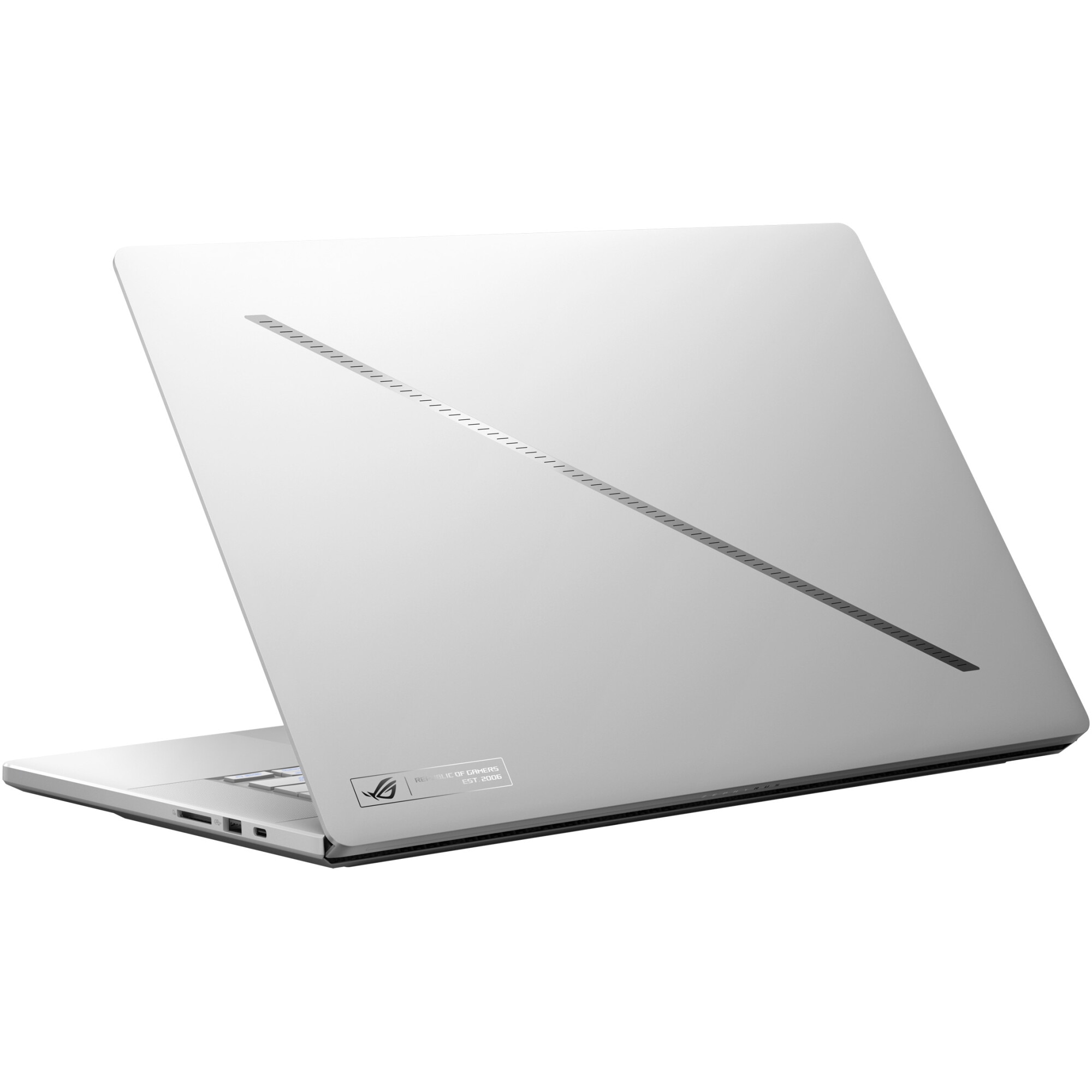 Laptop Gaming ASUS ROG Zephyrus G16 GA605WI cu procesor AMD Ryzen™ AI 9 HX 370 pana la 5.1GHz, 16", WQXGA, OLED, 240Hz, 32GB LPDDR5x, 1TB SSD, NVIDIA® GeForce RTX™ 4070 8GB GDDR6, No OS, PLATINUM WHITE