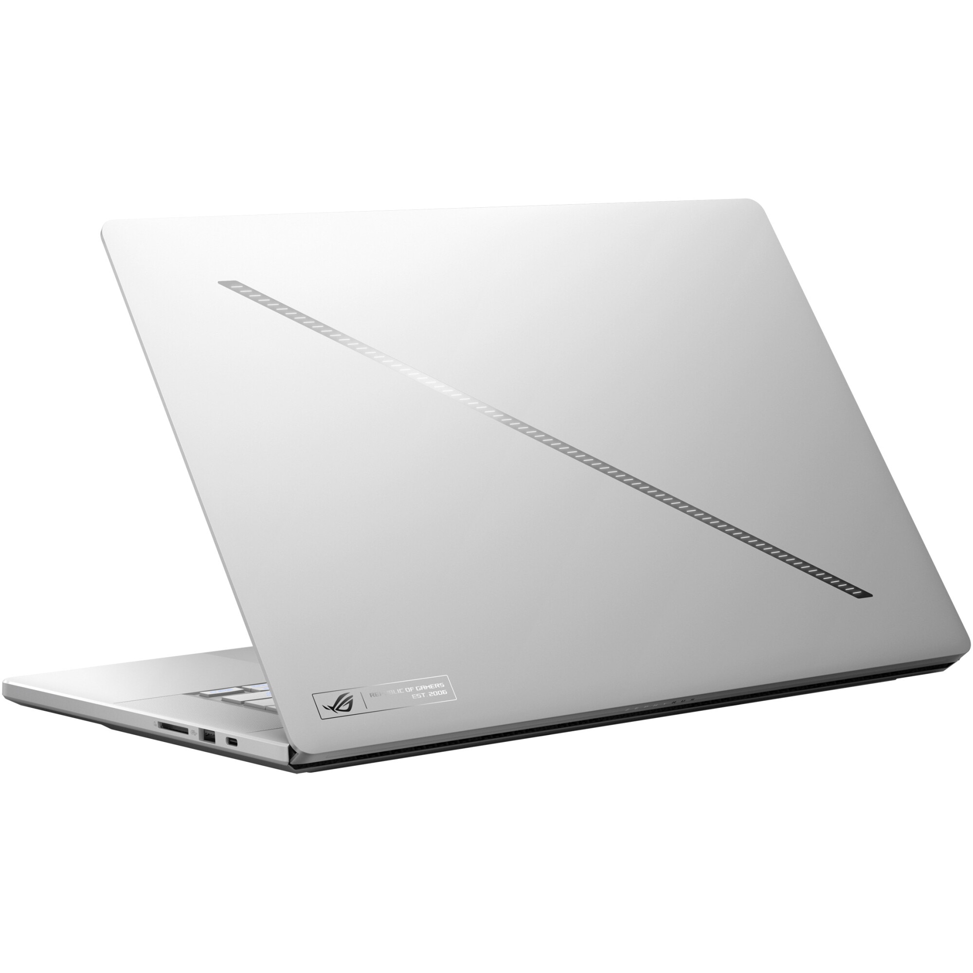 Laptop Gaming ASUS ROG Zephyrus G16 GA605WI cu procesor AMD Ryzen™ AI 9 HX 370 pana la 5.1GHz, 16", WQXGA, OLED, 240Hz, 32GB LPDDR5x, 1TB SSD, NVIDIA® GeForce RTX™ 4070 8GB GDDR6, No OS, PLATINUM WHITE